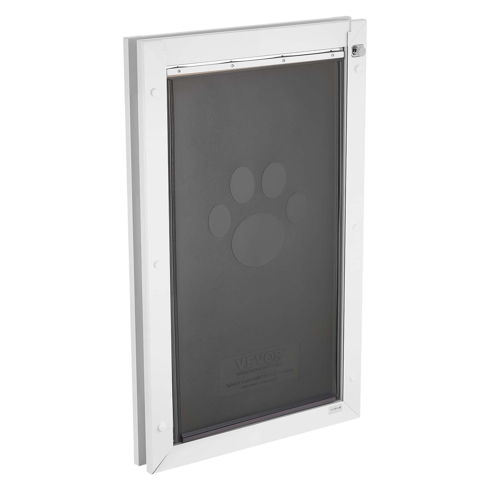 Drzwi dla psa VEVOR (XL) z 3 magnetycznymi klapkami i metalową ramą, odporne na warunki atmosferyczne, do drzwi wewnętrznych i zewnętrznych, drzwi dla kota, drzwi dla psa, drzwi dla zwierząt, białe, 34,61 x 60 cm (szerokość x wysokość) Drzwi dla zwierząt