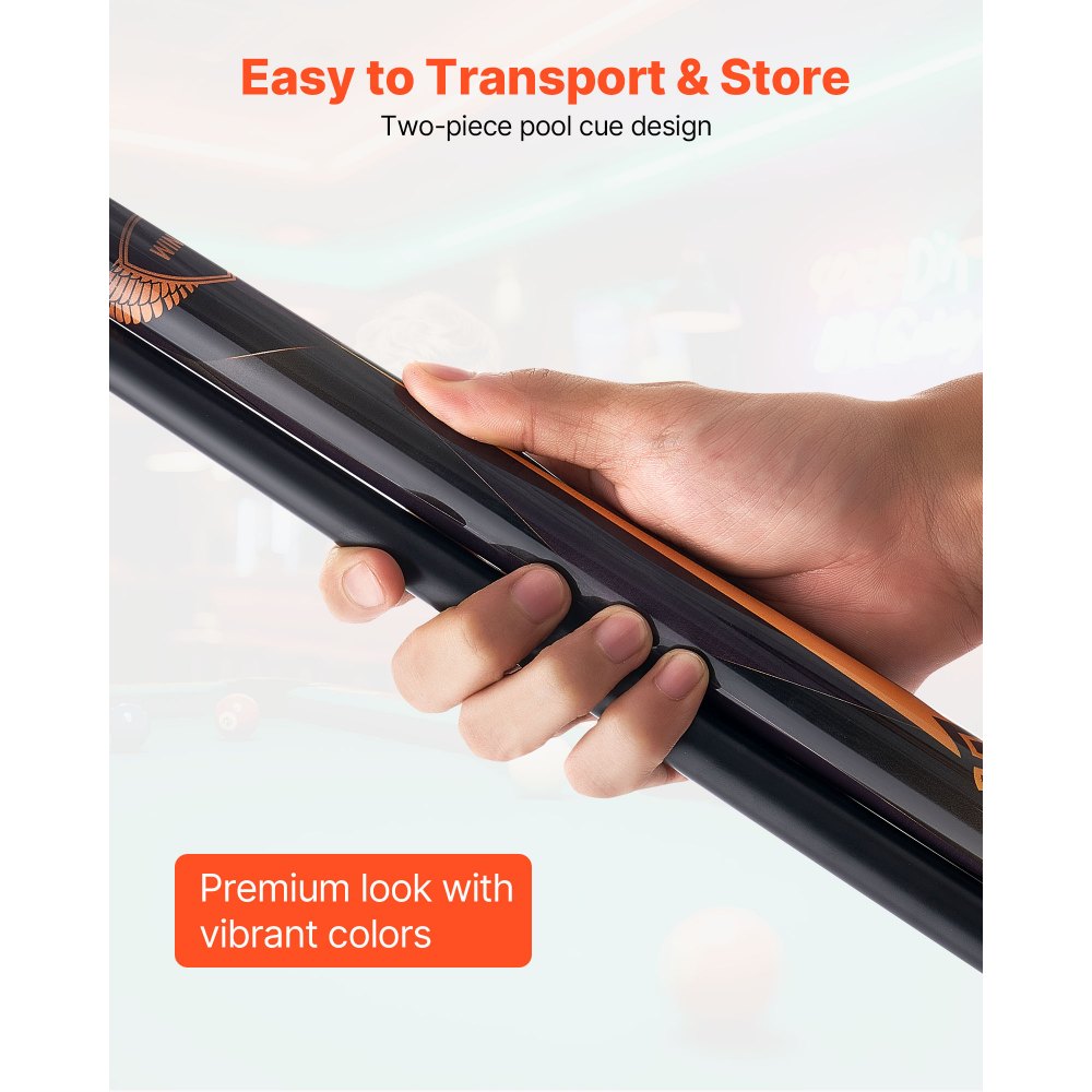 Kij bilardowy VEVOR 1 szt. (1473,2 mm / 538 g) wykonany z drewna klonowego kanadyjskiego z wielowarstwową końcówką, pierścieniem łączącym ABS i kolorowym pudełkiem, kij bilardowy do baru, domu, biura, do gry w 9-bil