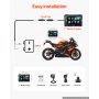 System nawigacyjny VEVOR dla motocykli z 7-calowym wyświetlaczem i obsługą Apple CarPlay i Android Auto w kolorze czarnym, do motocykli drogowych, cruiserów, motocykli turystycznych i quadów, z podwójnym Bluetooth, wodoodpornością IP67 i uchwytem montażowym w zestawie