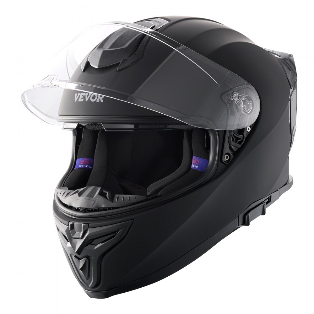Kask motocyklowy VEVOR, kask integralny, Smart Street ABS i kask o wysokiej gęstości z gniazdem Bluetooth i wymiennymi soczewkami, wygodny kask motocrossowy z certyfikatem DOT, odpowiedni dla młodzieży i dorosłych