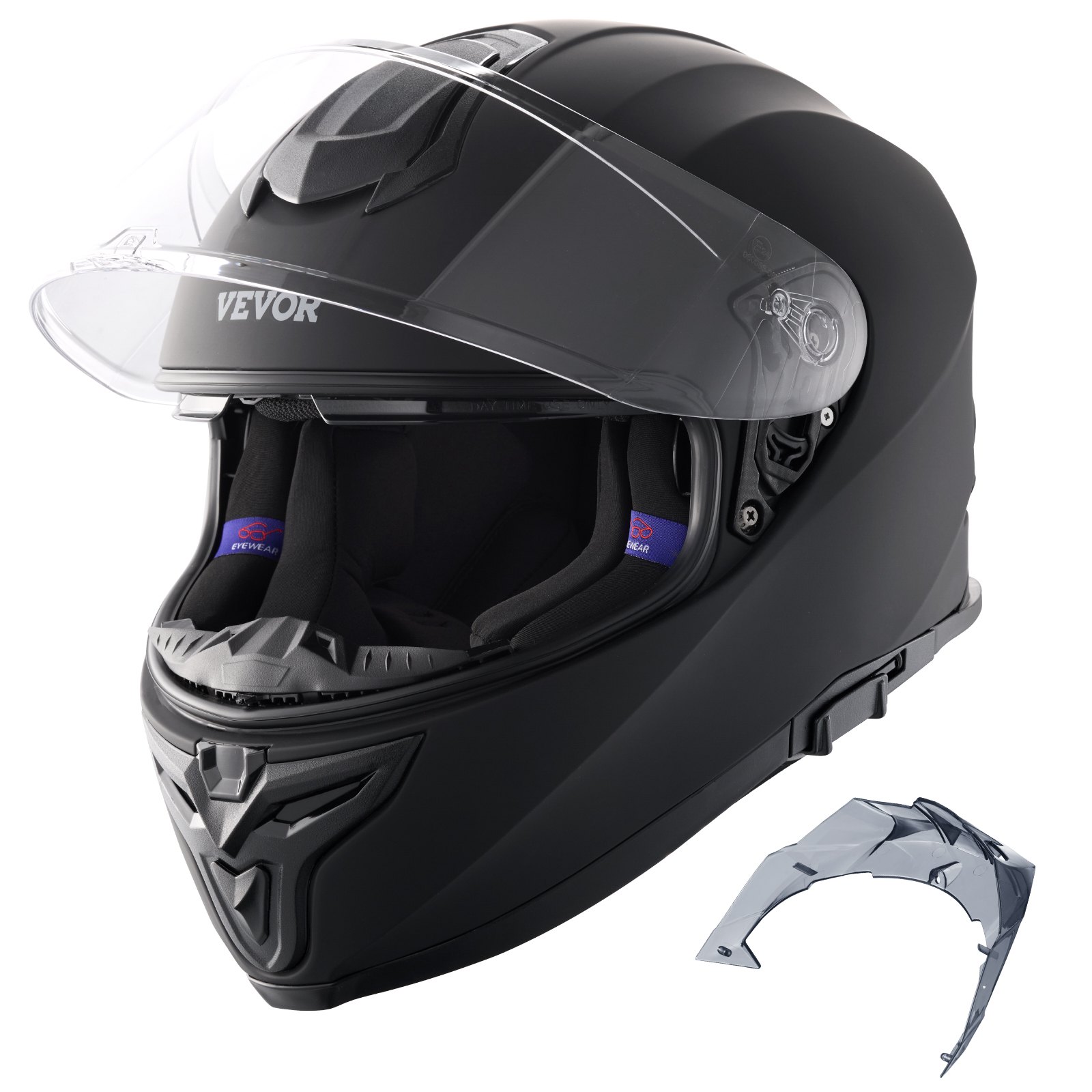 Kask motocyklowy VEVOR, kask integralny, Smart Street ABS i kask o wysokiej gęstości z gniazdem Bluetooth i wymiennymi soczewkami, wygodny kask motocrossowy z certyfikatem DOT, odpowiedni dla młodzieży i dorosłych