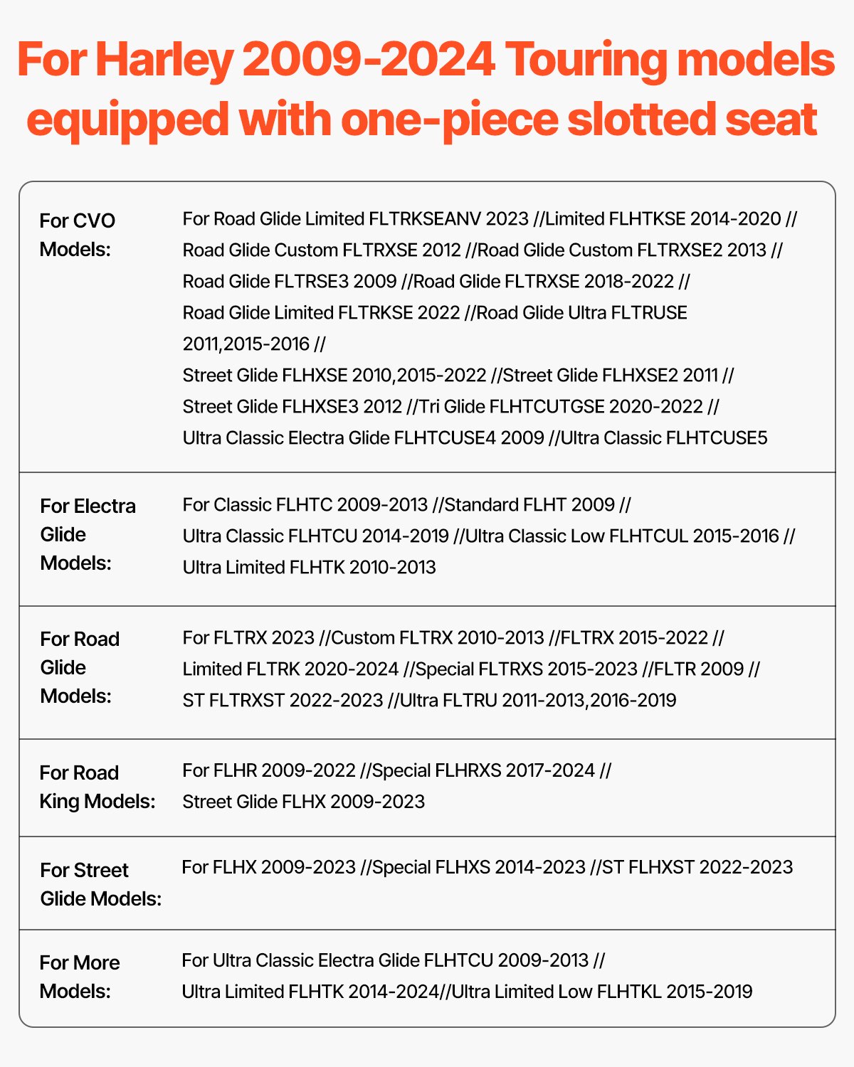 Oparcie motocyklowe Sissy Bar VEVOR kompatybilne z modelami Harley Touring 2009-2024 z jednoczęściowym siedziskiem z otworami, Street Glide Road Glide Road King, regulowanym na wysokość i zdejmowanym oparciem kierowcy