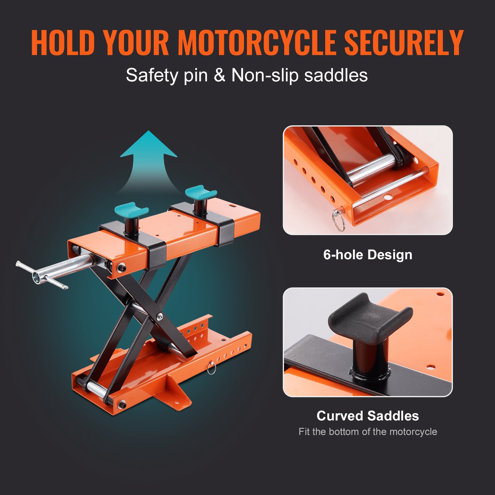 VEVOR Motorcycle Lift, 500 kg Load Capacity, Motorcycle Lift, Motorcycle Platform, Motorcycle Stand, Adjustable Motorcycle Lift, Motorcycle Stand for Garage & Outdoor Use