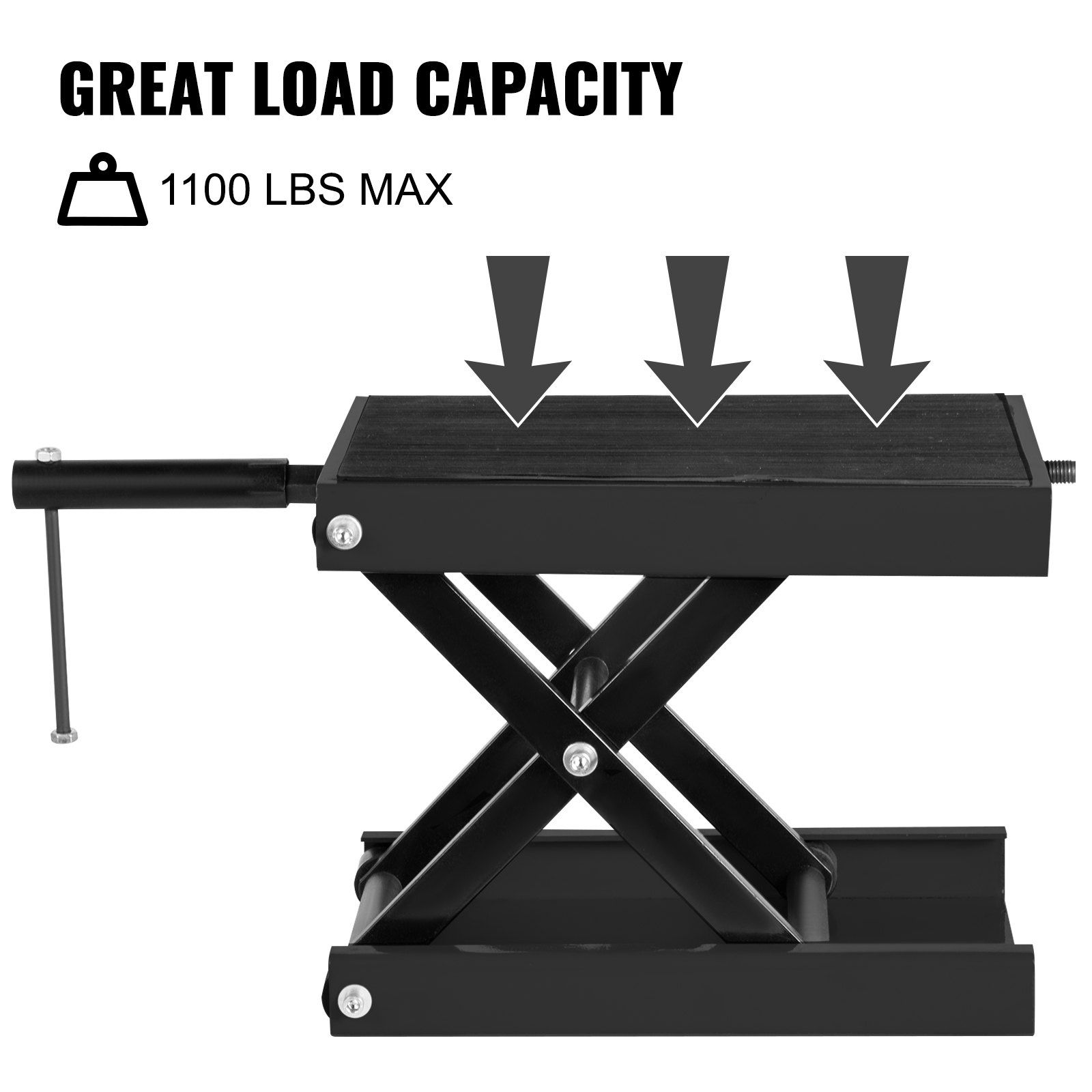 VEVOR Podnośnik motocyklowy Podnośnik nożycowy motocyklowy 1100lb Wide Lift Black X Shape