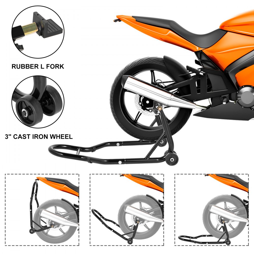 Stojak motocyklowy VEVOR Stojak na padok Wózek widłowy tylne koło 300 kg koło żeliwne