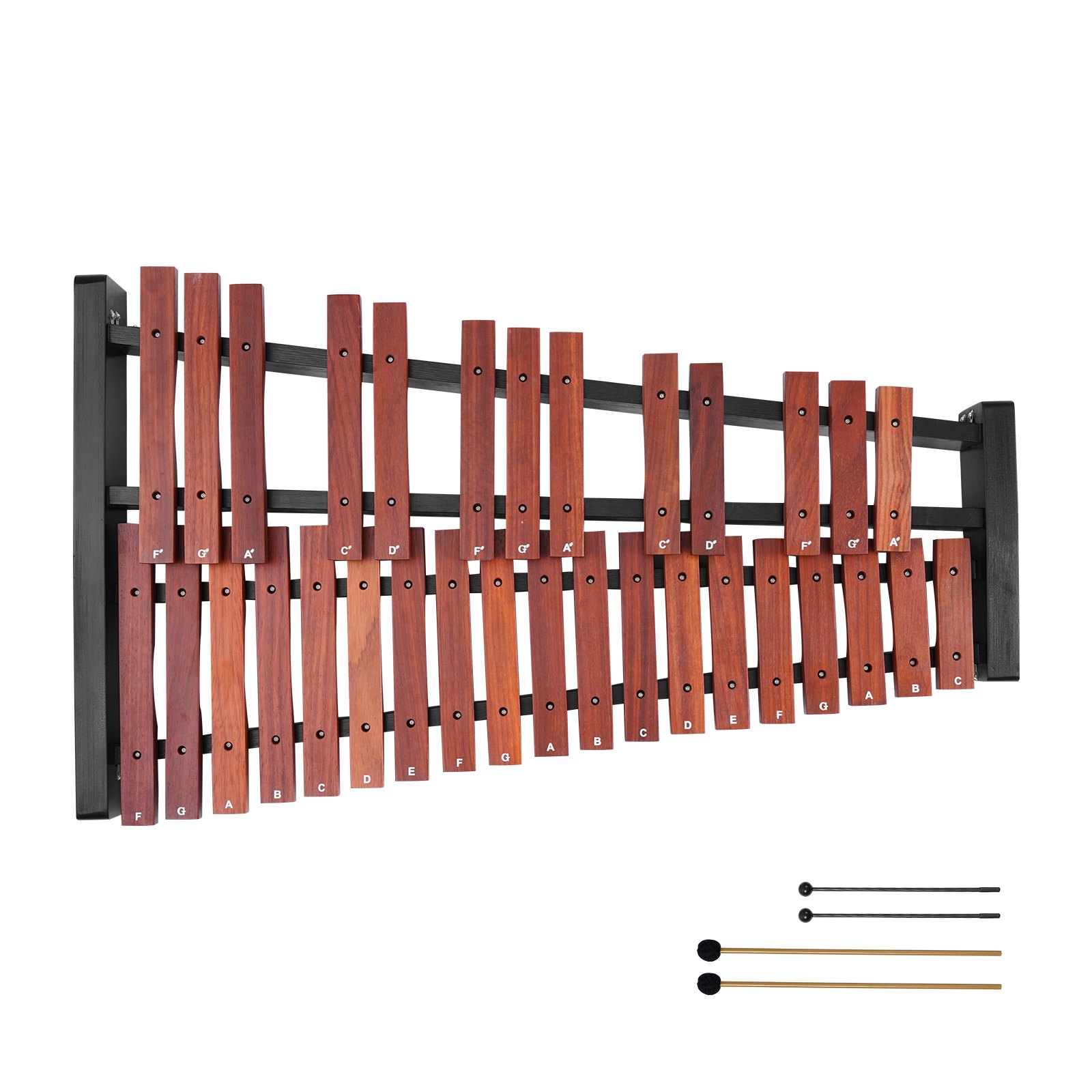 VEVOR Glockenspiel, 32 nuty, profesjonalny drewniany instrument perkusyjny z ksylofonem, ze stojakiem ze stali węglowej o regulowanej wysokości, 4 pałeczki, torba transportowa, zestaw instrumentów muzycznych dla początkujących