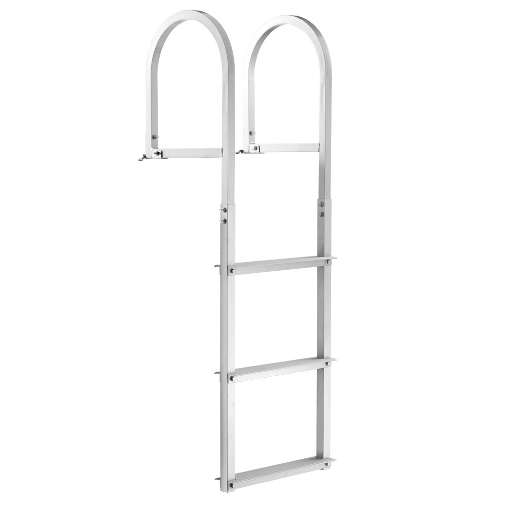 Drabinka dokująca VEVOR, 3 wyjmowane stopnie, udźwig 227 kg, aluminiowa drabinka do łodzi pontonowej ze stopniem o szerokości 8 cm i antypoślizgową matą gumową, do wchodzenia na pokład statków/jezior/basenów