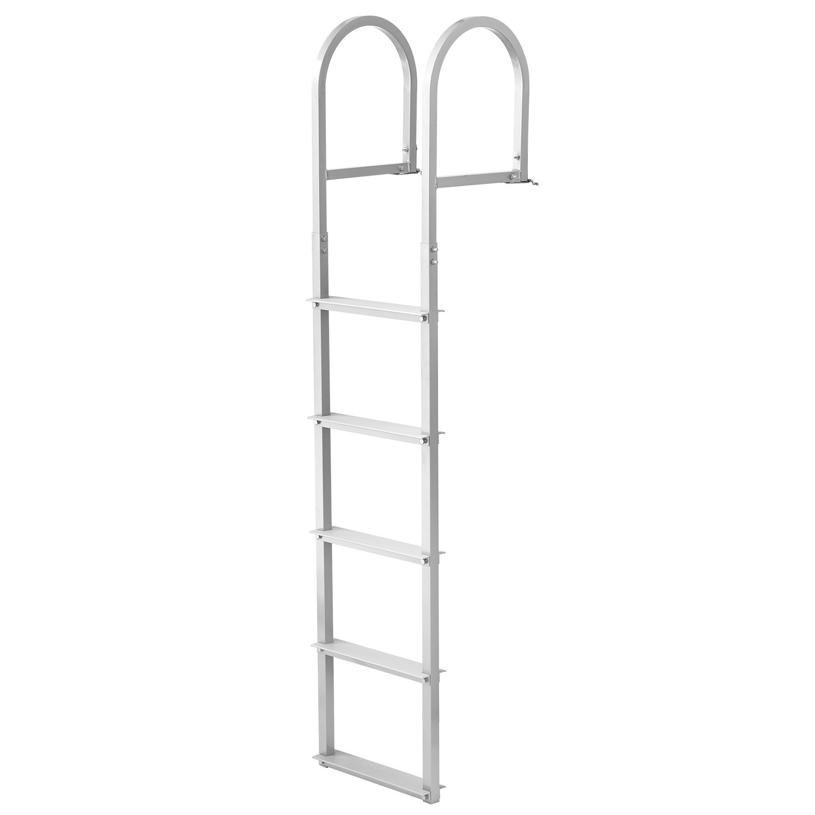 Drabina dokująca VEVOR, 5 odłączanych stopni, udźwig 227 kg, aluminiowa drabina do łodzi pontonowej ze stopniem o szerokości 8 cm i antypoślizgową matą gumową, do wchodzenia na pokład statków/jezior/basenów/oceanów