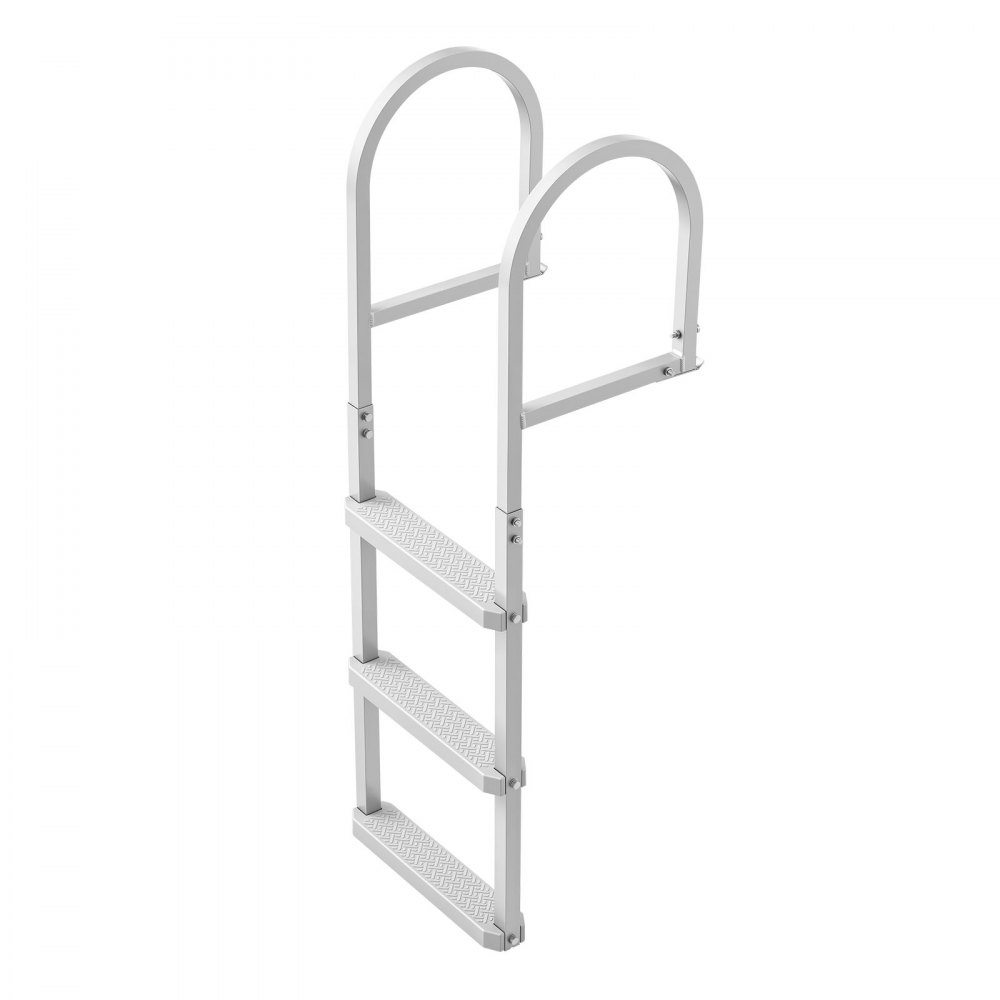 VEVOR Removable Dock Ladder, 3 Steps, Aluminum Alloy Pontoon Boat Swim Ladder, with Non-Slip Wide PP Steps, 227 kg Weight Capacity, Quick Release Design, for Lake Swimming, Pool, Marine Boarding