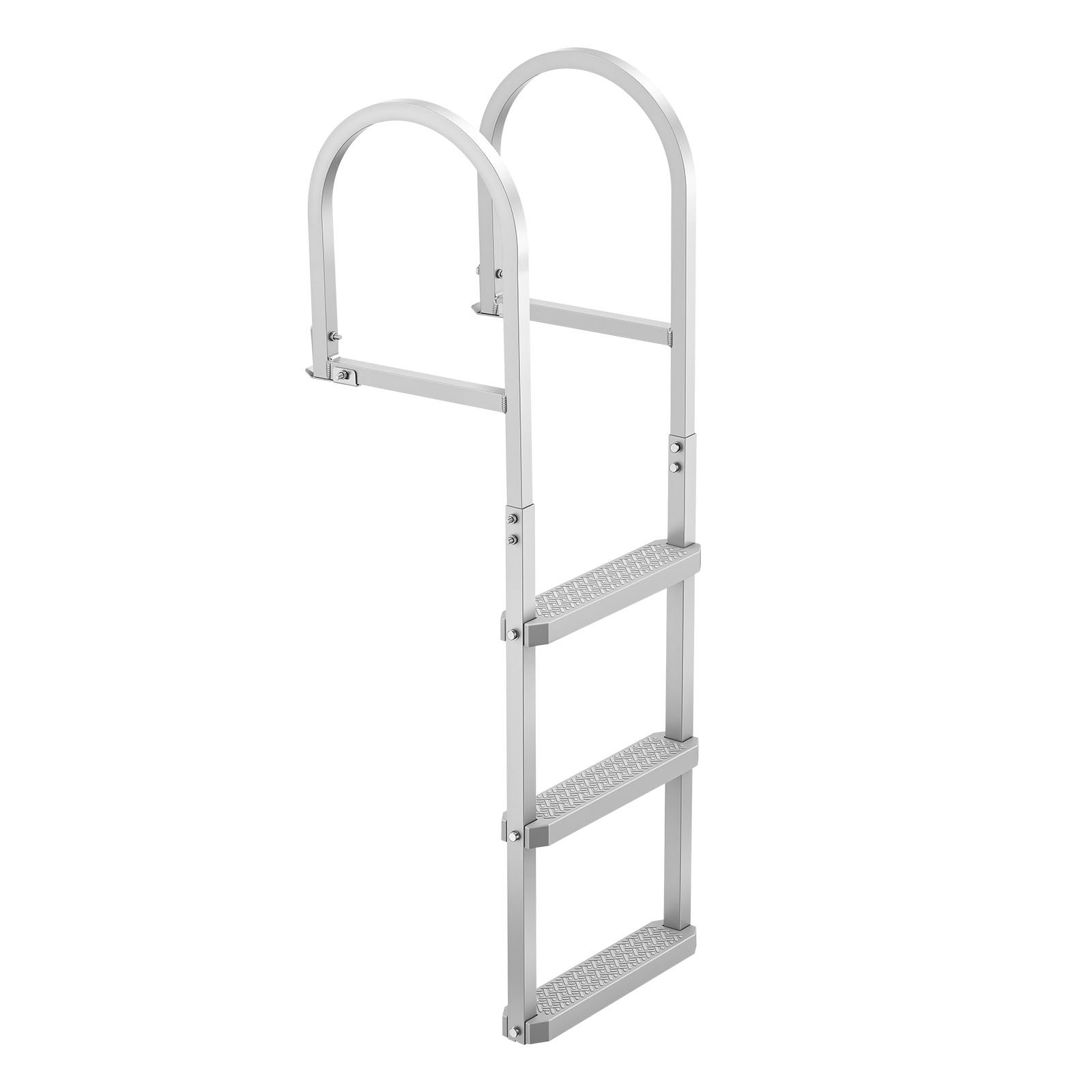 VEVOR Removable Dock Ladder, 3 Steps, Aluminum Alloy Pontoon Boat Swim Ladder, with Non-Slip Wide PP Steps, 227 kg Weight Capacity, Quick Release Design, for Lake Swimming, Pool, Marine Boarding