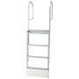 VEVOR Retractable Dock Ladder, 4 Steps, Aluminum Alloy Pontoon Boat Swim Ladder with Auto-Lift Float, Non-Slip Wide Steps, 227 kg Weight Capacity, Adjustable Height, for Lake Pool Marine Boarding