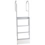 VEVOR Retractable Dock Ladder, 4 Steps, Aluminum Alloy Pontoon Boat Swim Ladder with Auto-Lift Float, Non-Slip Wide Steps, 227 kg Weight Capacity, Adjustable Height, for Lake Pool Marine Boarding
