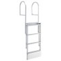 VEVOR Retractable Dock Ladder, 4 Steps, Aluminum Alloy Pontoon Boat Swim Ladder with Auto-Lift Float, Non-Slip Wide Steps, 227 kg Weight Capacity, Adjustable Height, for Lake Pool Marine Boarding