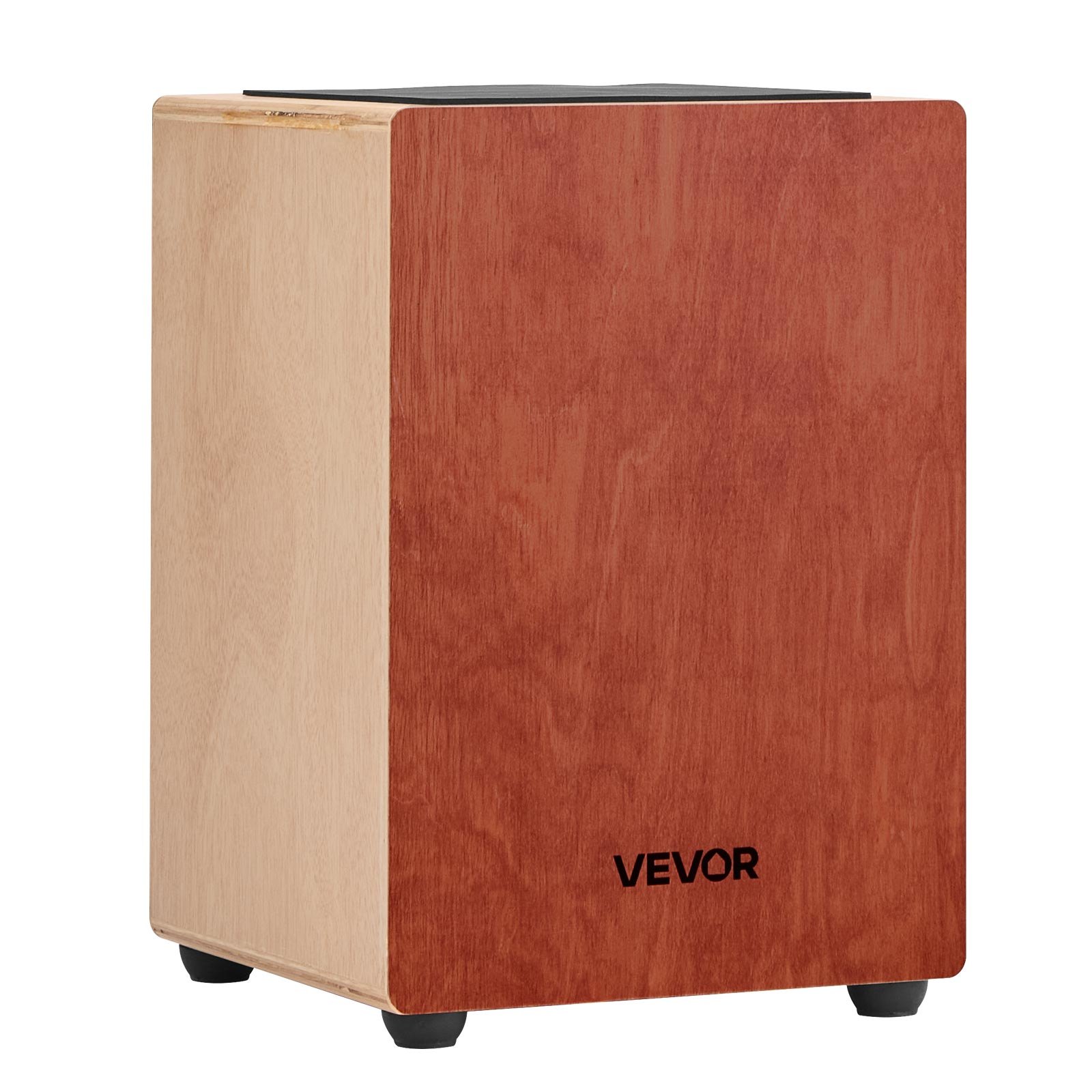 VEVOR Cajon, bęben skrzynkowy z wewnętrznymi strunami gitarowymi, lekka drewniana skrzynia perkusyjna, przenośny instrument muzyczny perkusyjny z torbą podróżną, zaokrąglone krawędzie, dla początkujących i profesjonalistów, 305 x 305 x 430 mm