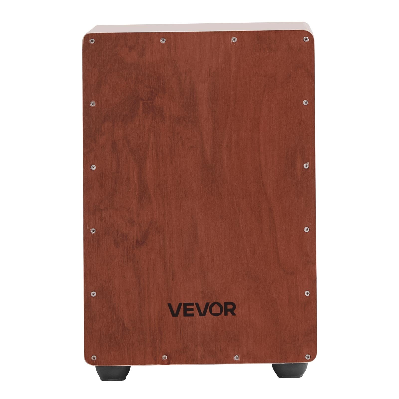 VEVOR Cajon, bęben skrzynkowy, z wewnętrznymi strunami werblowymi, kompaktowa i lekka drewniana skrzynia perkusyjna, instrument muzyczny perkusyjny z silikonowymi nóżkami, zaokrąglone krawędzie, dla początkujących i profesjonalistów, 255 x 255 x 380 mm