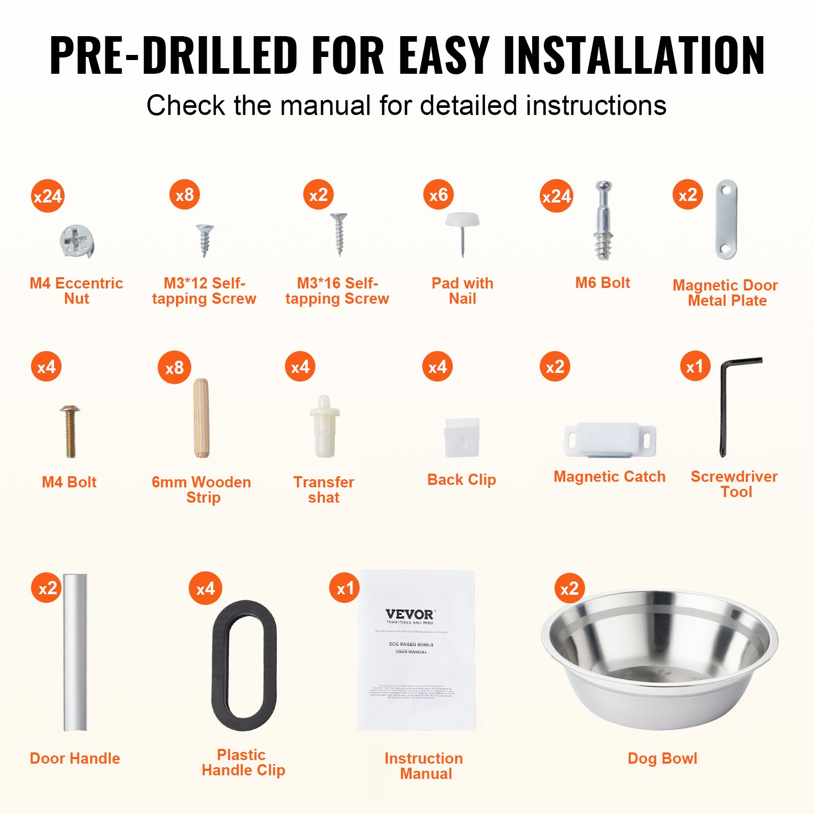 Stacja do karmienia psów VEVOR z 2 miskami ze stali nierdzewnej 60 x 30 x 44 cm, podwyższone miski dla psów z miejscem do przechowywania, szafka na karmę dla zwierząt, miska z podwójnymi drzwiczkami, drążek na miski, drążek dla psów bardzo dużych, biały