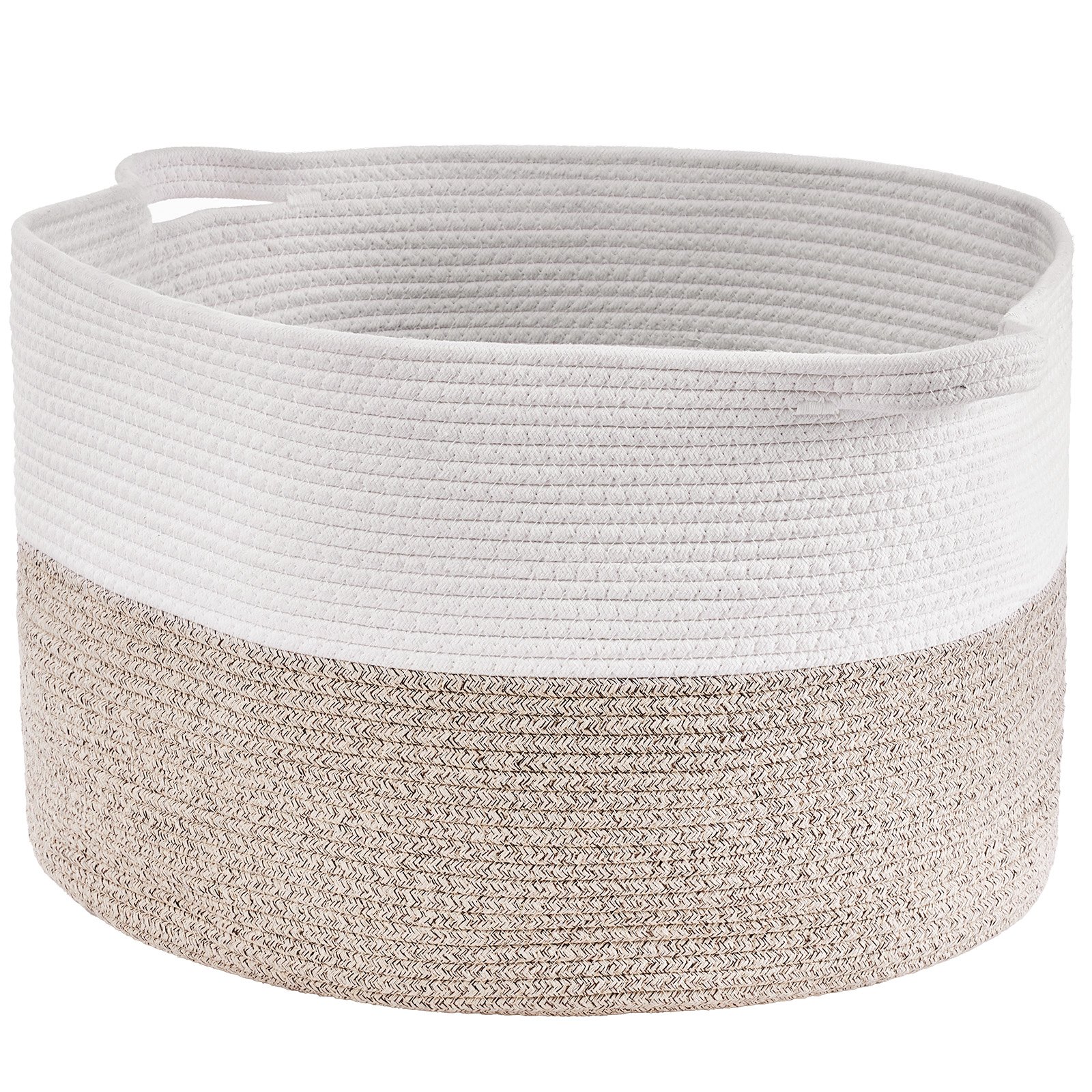 Kosz bawełniany VEVOR 508 x 508 x 330 mm, kosz na koce, 67 l, kosz z bawełnianej liny, pleciony kosz z uchwytami, kosz na pranie, składany, do przechowywania ubrań, zabawek dla dzieci, poduszek