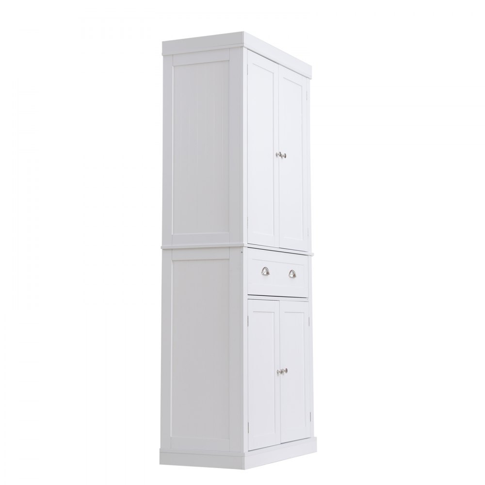 Szafka kuchenna VEVOR 183 cm, szafki gospodarcze z drzwiami, szufladą i 3 regulowanymi półkami, bufet z żywnością do kuchni, salonu, jadalni, pralni, biała