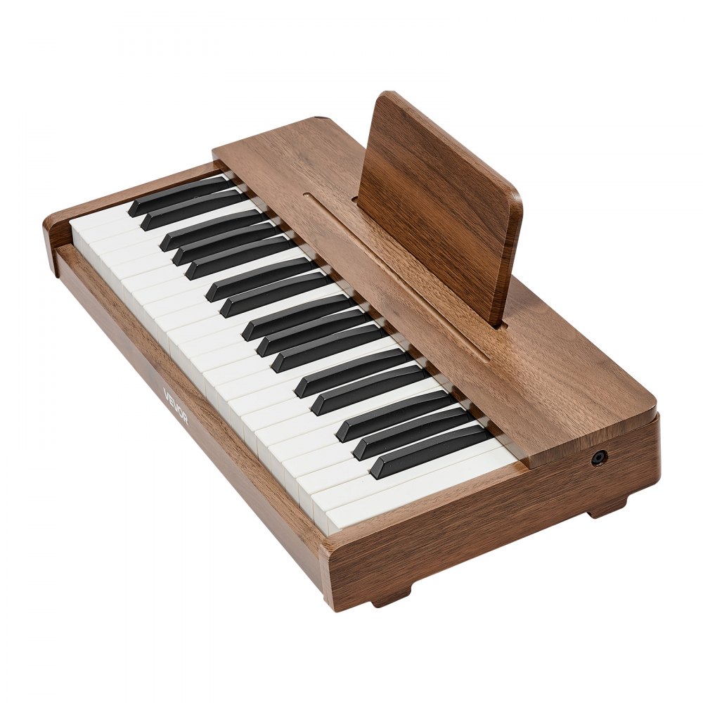 Klawiatura dziecięca VEVOR, 37 klawiszy, cyfrowe pianino drewniane dla dzieci w wieku od 3 lat, miniaturowy instrument muzyczny o realistycznym brzmieniu, podwójne zasilanie, regulowana głośność, wczesna edukacja muzyczna, orzech włoski