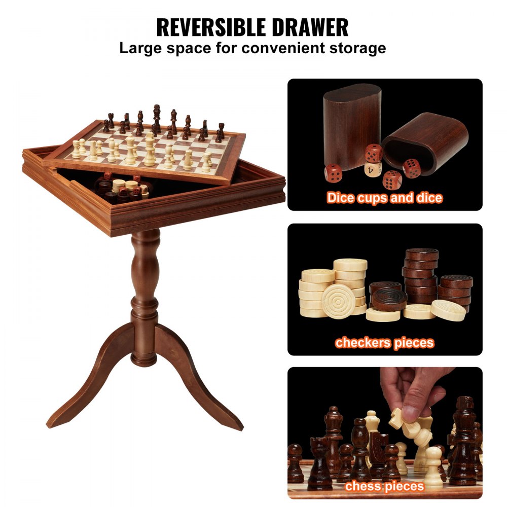 Drewniany zestaw szachowy VEVOR, 650 x 650 x 675 mm, szachy stołowe z figurami szachowymi, szachy na imprezy rodzinne, szachy podróżne, dla dzieci, szachownica