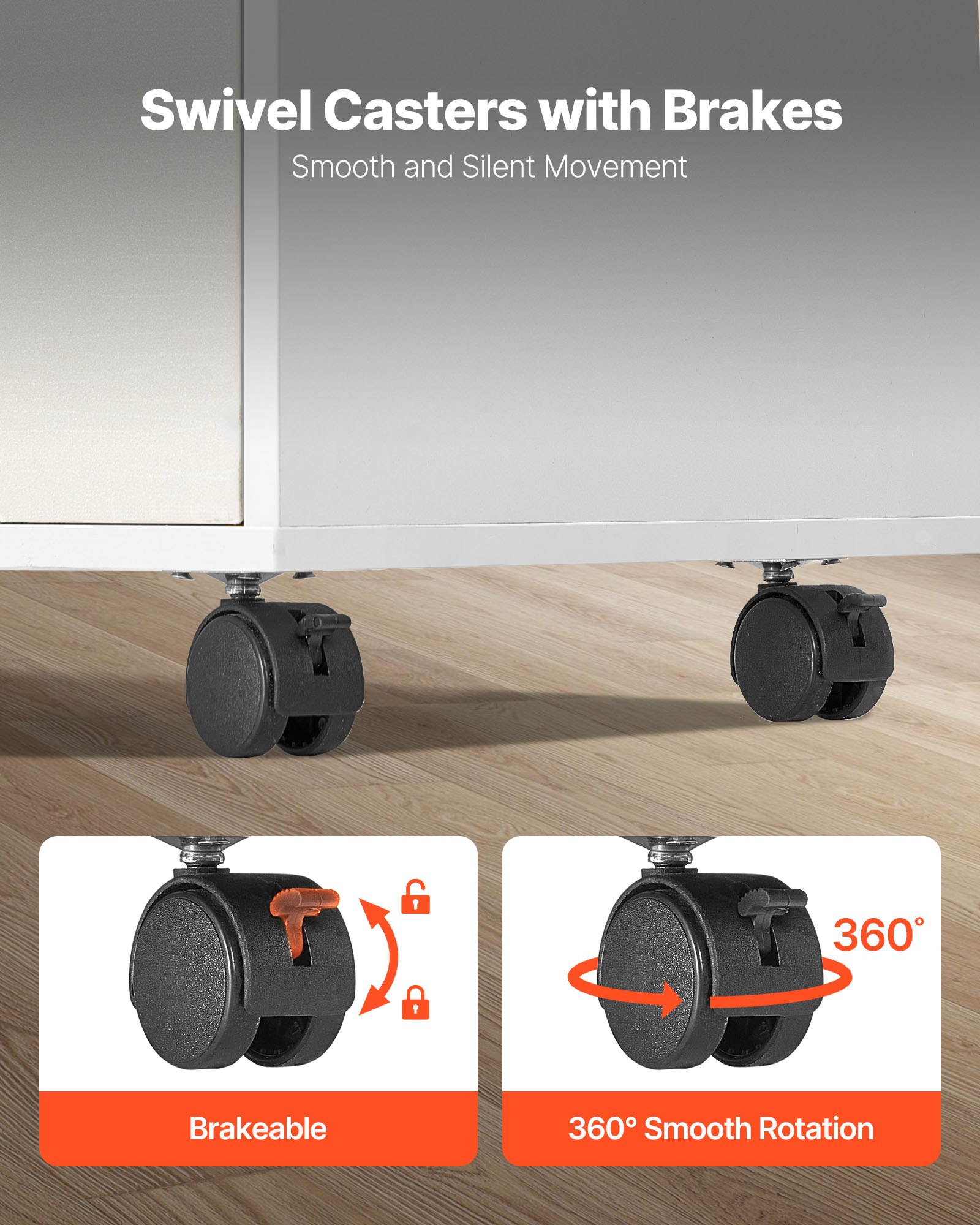 Drewniana szafka na dokumenty VEVOR z 2 szufladami, mobilna szafka biurowa z otwartymi półkami, zamykana na klucz, boczna, jezdna szafka na dokumenty z regulowanymi półkami, stojak na drukarkę do szkolnego biura, biała