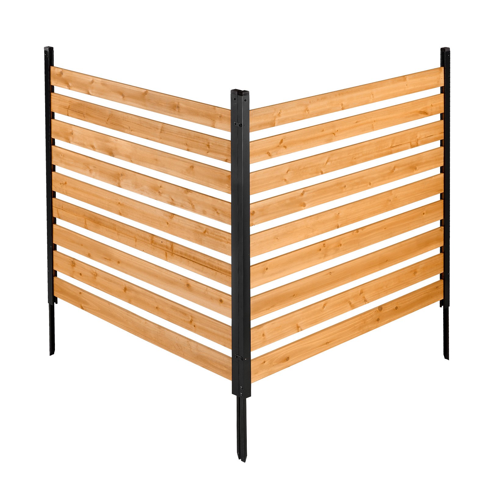 VEVOR 2-częściowa osłona zapewniająca prywatność dla klimatyzatorów, 1219 x 1244 x 1219 mm, drewniana osłona z metalowymi kolcami do wbijania w ziemię do stosowania na zewnątrz, regulowany kąt, do urządzeń zewnętrznych, takich jak klimatyzatory, pompy ciepła i kosze na śmieci