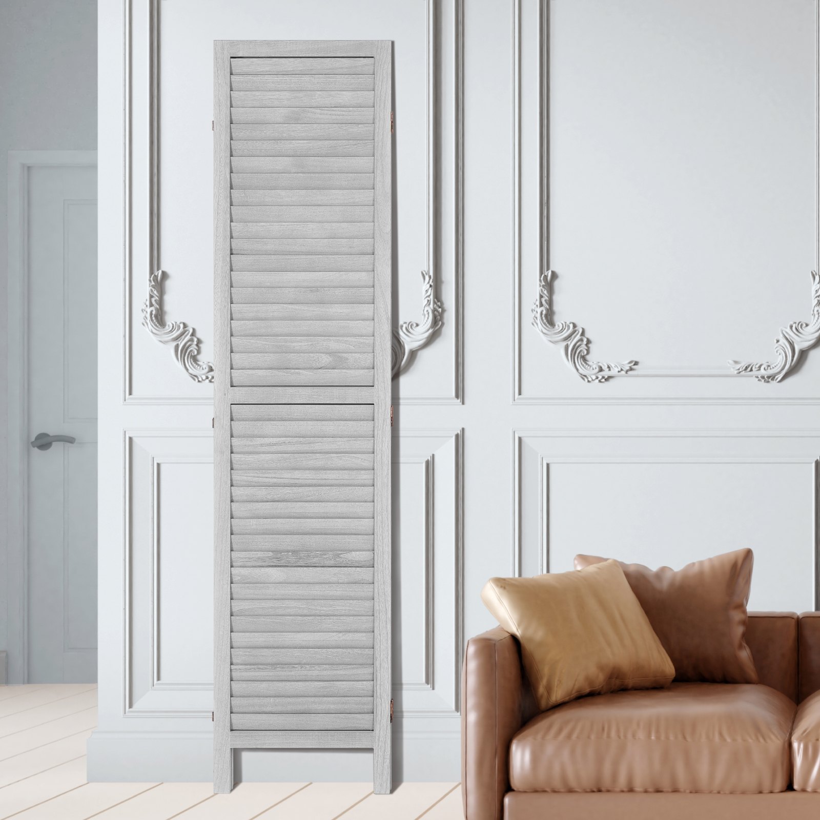 VEVOR Room Divider 4-częściowy składany ekran prywatności, wysokość ścianki działowej 170 cm, przenośny ekran dekoracyjny do podziału pomieszczeń, odpowiedni do biura, restauracji, sypialni (jasnoszary)