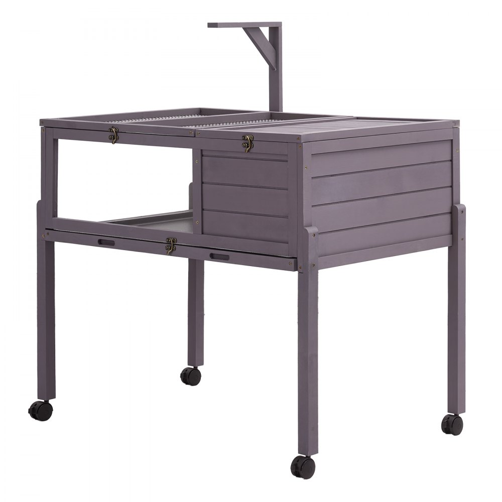 VEVOR Domek dla żółwi, wybieg dla żółwi, klatka dla gadów 1000x603x770 mm, dla żółwi, drewno jodłowe, z 2 komorami, drzwiami na kółkach, wysuwaną półką, stojakiem na lampę, pokrywą na zawiasach i akrylowym okienkiem