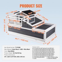 VEVOR Zagroda dla żółwi, terrarium dla żółwi wykonane z drewna 1120x650x615mm
