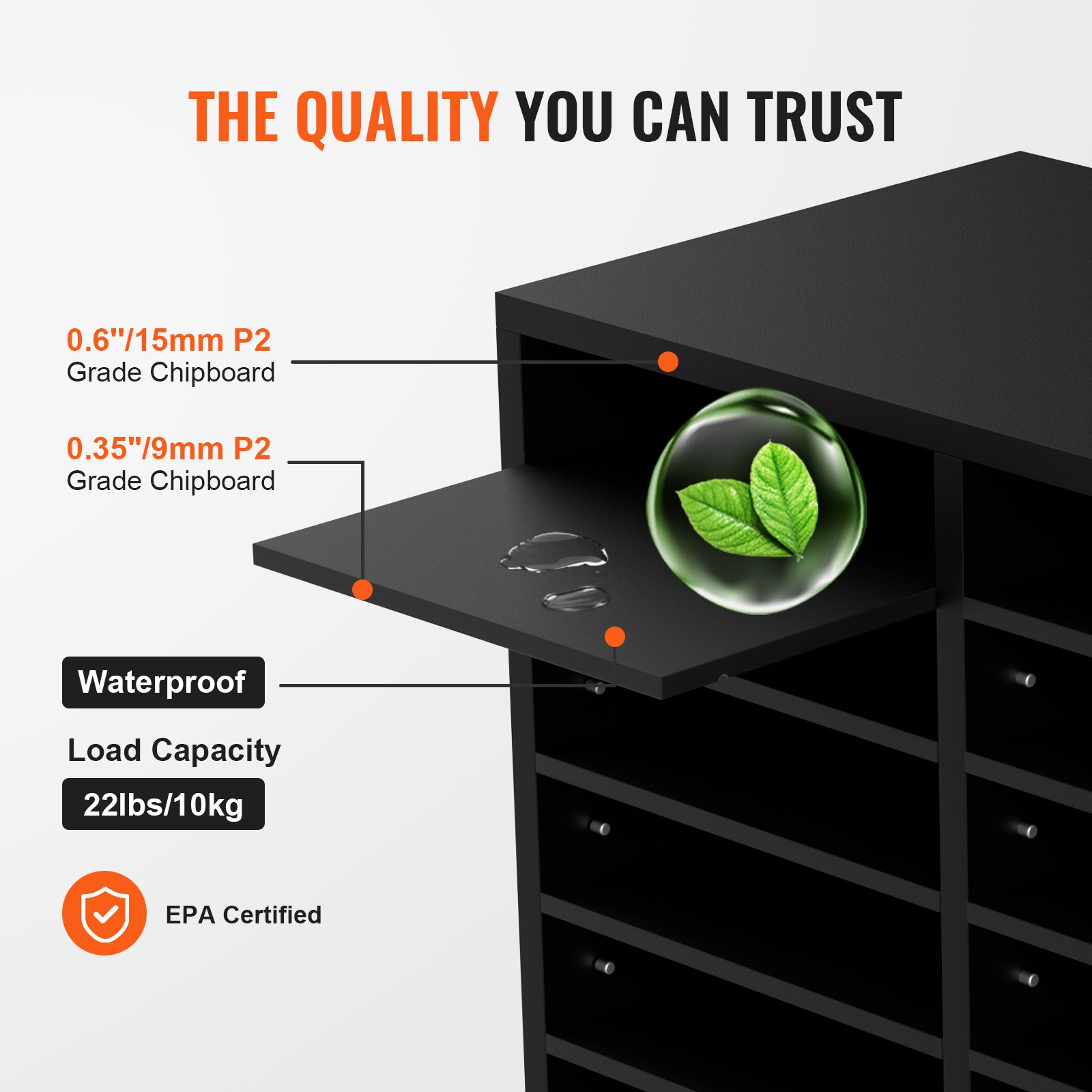 VEVOR Tacka na listy, organizer na biurko, 520 x 305 x 410 mm, 2,3–5,6 cm, regulowana, pozioma, format A4, tacka na papier, organizer do systemu przechowywania dokumentów biurkowych, archiwizacja (czarna, 2 x 6 przegródek)