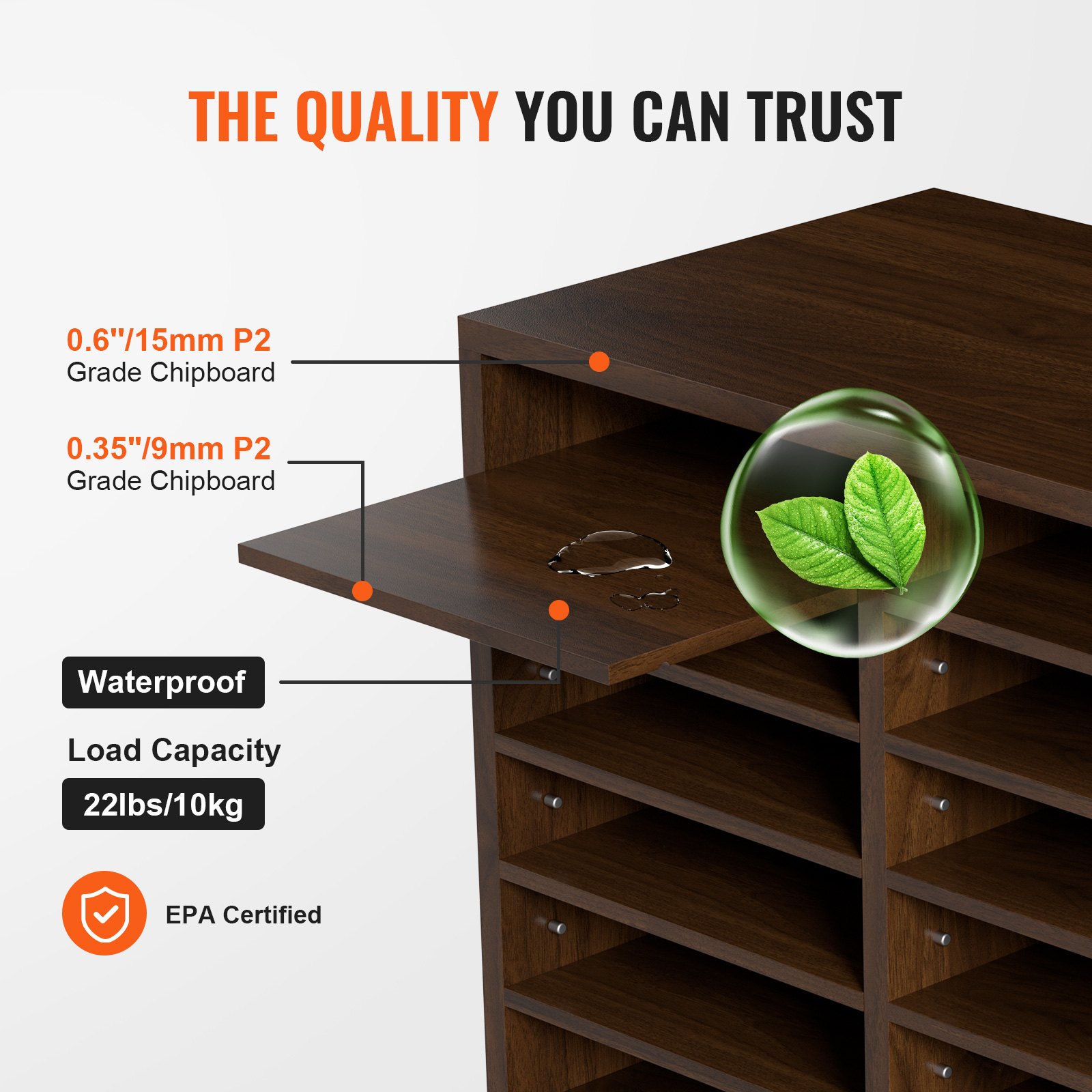 VEVOR Letter Tray 12 Compartments Organizer made of MDF, Document Tray Vintage Brown 520 x 305 x 410 mm, Storage Compartments Desktop File Holder Document Storage, Document Holder for Home, Office, Classroom etc.