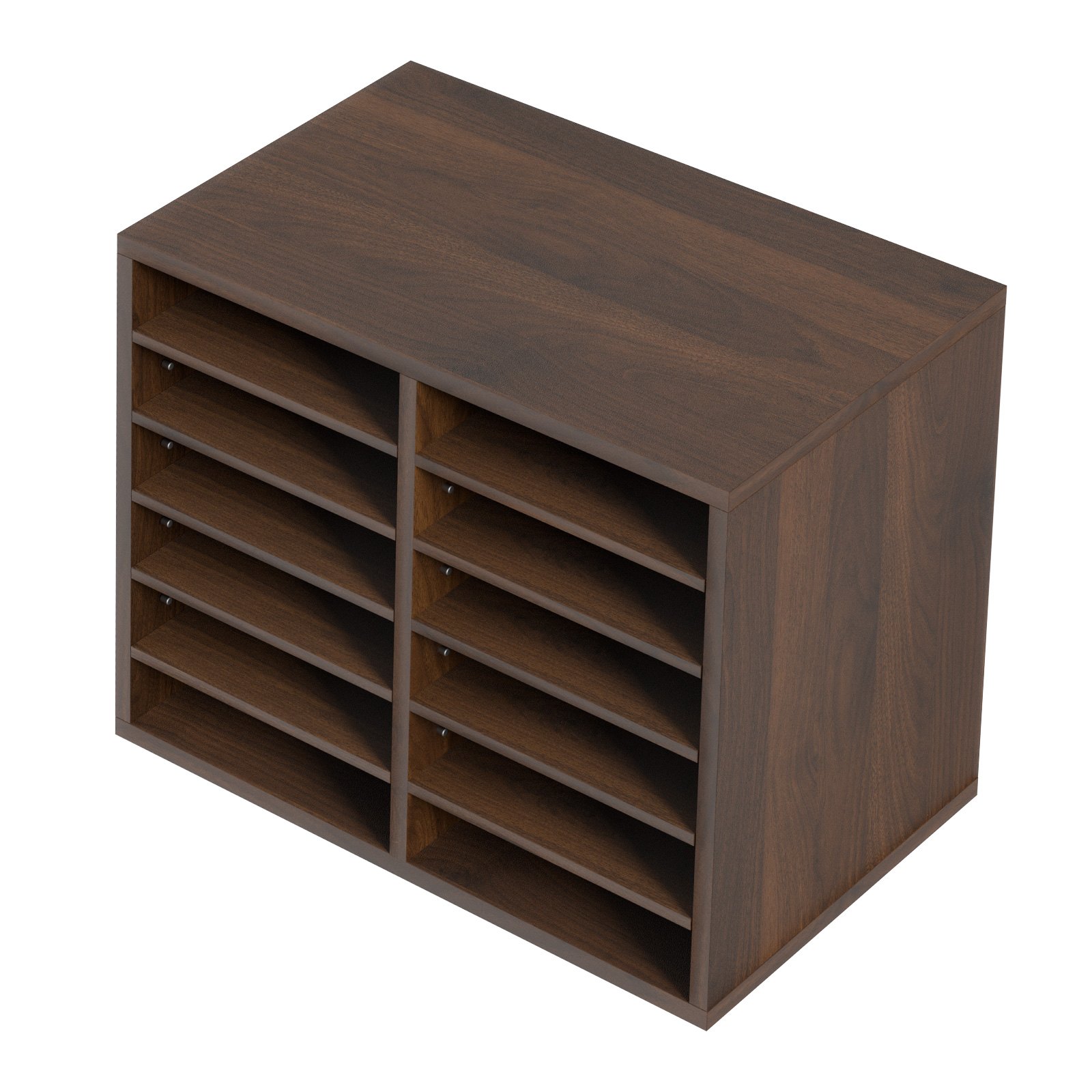 VEVOR Tacka na dokumenty z 12 przegródkami, wykonana z płyty MDF, Tacka na dokumenty w kolorze brązu vintage 520 x 305 x 410 mm, Przegródki do przechowywania, Stojak na dokumenty na biurko, Przechowywanie dokumentów, Uchwyt na dokumenty w domu, w biurze, w klasie itp.
