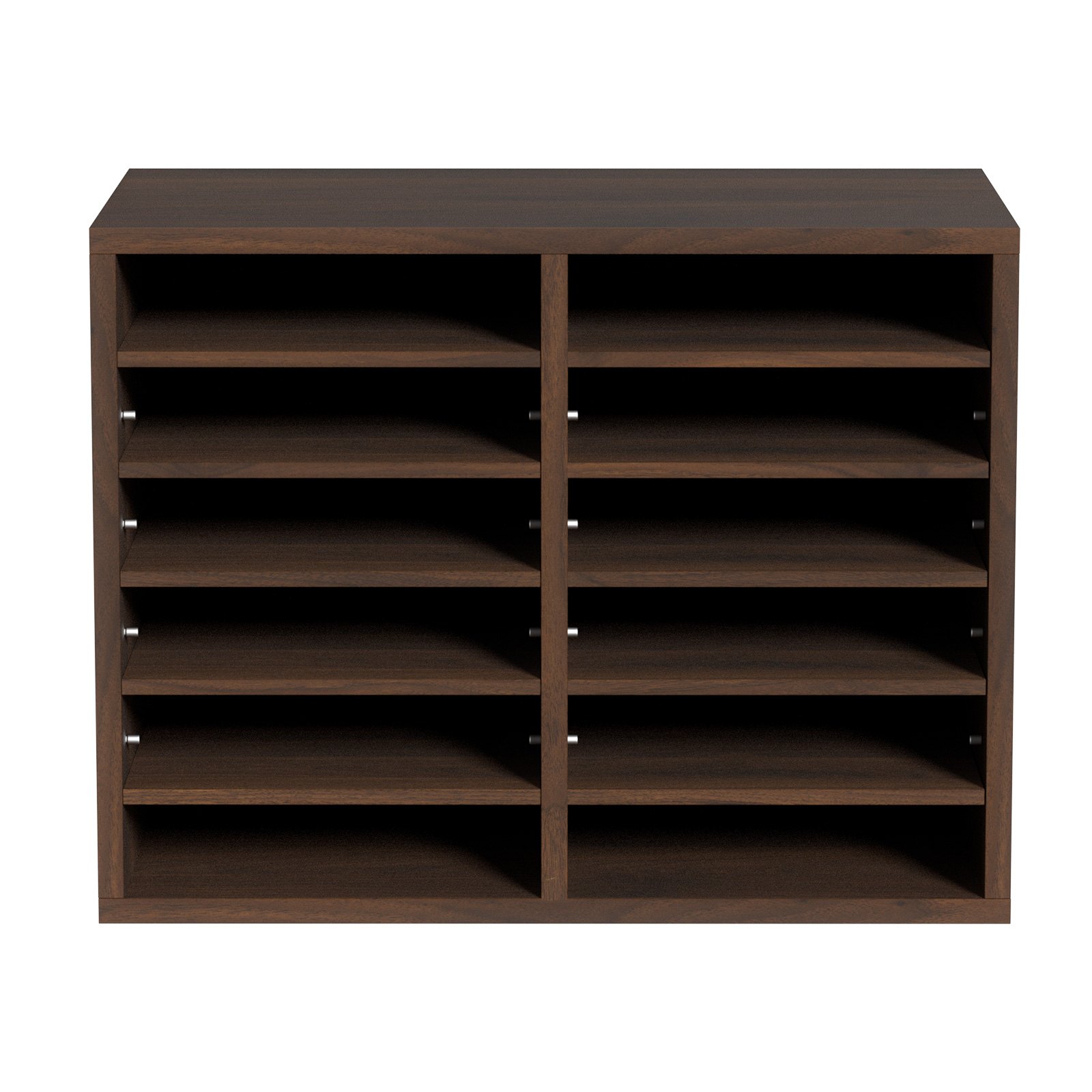 VEVOR Tacka na dokumenty z 12 przegródkami, wykonana z płyty MDF, Tacka na dokumenty w kolorze brązu vintage 520 x 305 x 410 mm, Przegródki do przechowywania, Stojak na dokumenty na biurko, Przechowywanie dokumentów, Uchwyt na dokumenty w domu, w biurze, w klasie itp.