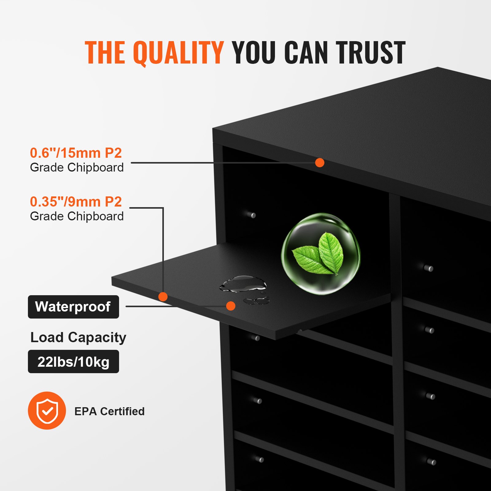 VEVOR Tacka na listy, organizer na biurko, 997 x 305 x 680 mm, 2,3–5,6 cm, regulowana, pozioma, format A4, tacka na papier, organizer do systemu przechowywania dokumentów biurkowych, przechowywanie (czarna, 3 x 8 przegródek)