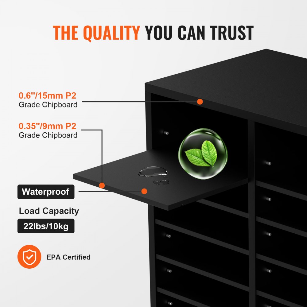 VEVOR 997 x 305 x 680 mm Tacka na dokumenty, organizer na biurko, 2,3-5,6 cm, regulowana, A4, układana poziomo, tacka na papier, organizer do systemu przechowywania dokumentów biurkowych, archiwizacja (czarna, 36 przegródek)