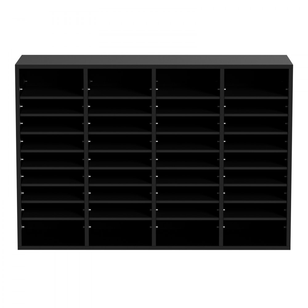 VEVOR 997 x 305 x 680 mm Tacka na dokumenty, organizer na biurko, 2,3-5,6 cm, regulowana, A4, układana poziomo, tacka na papier, organizer do systemu przechowywania dokumentów biurkowych, archiwizacja (czarna, 36 przegródek)