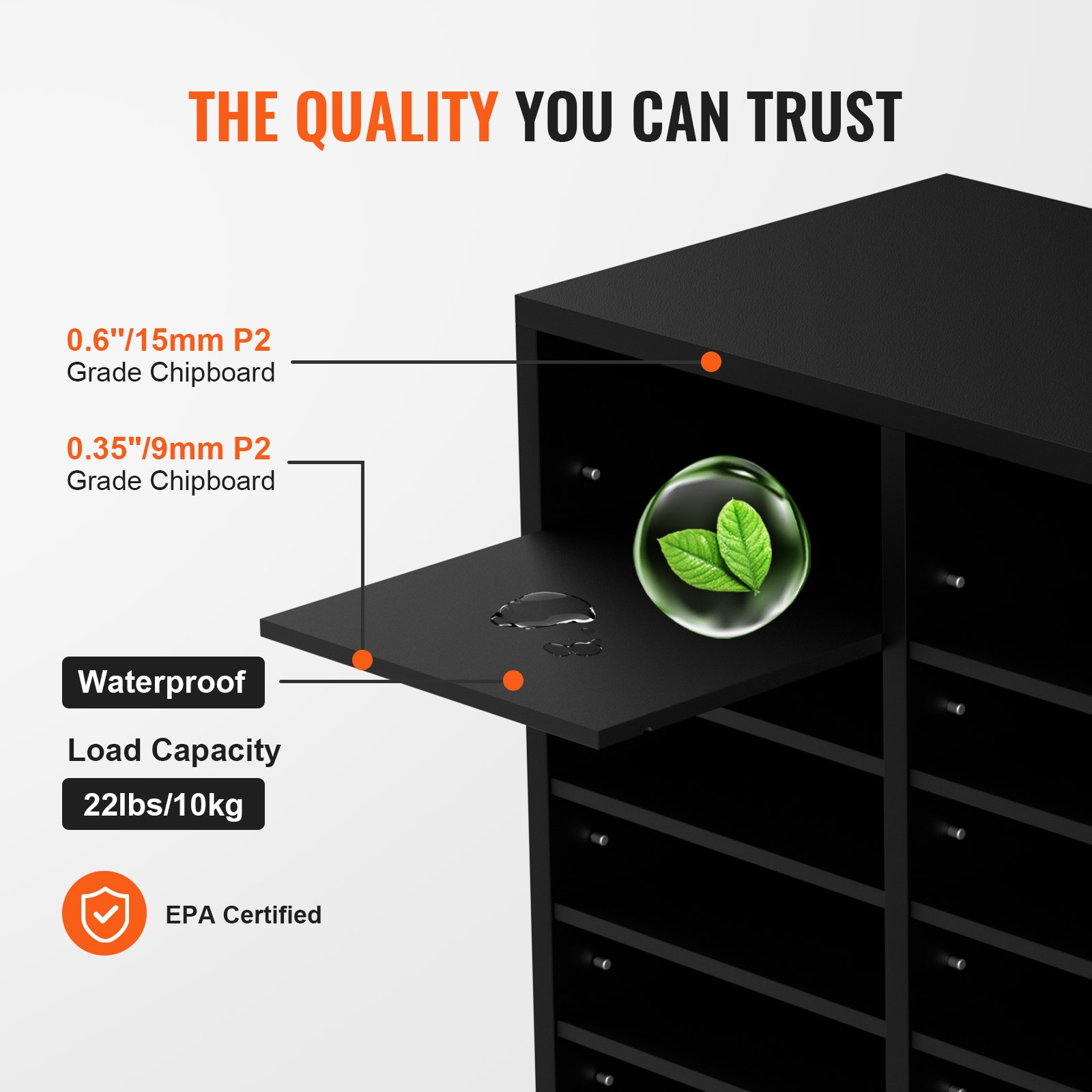 VEVOR 997 x 305 x 680 mm Tacka na dokumenty, organizer na biurko, 2,3-5,6 cm, regulowana, A4, układana poziomo, tacka na papier, organizer do systemu przechowywania dokumentów biurkowych, archiwizacja (czarna, 36 przegródek)