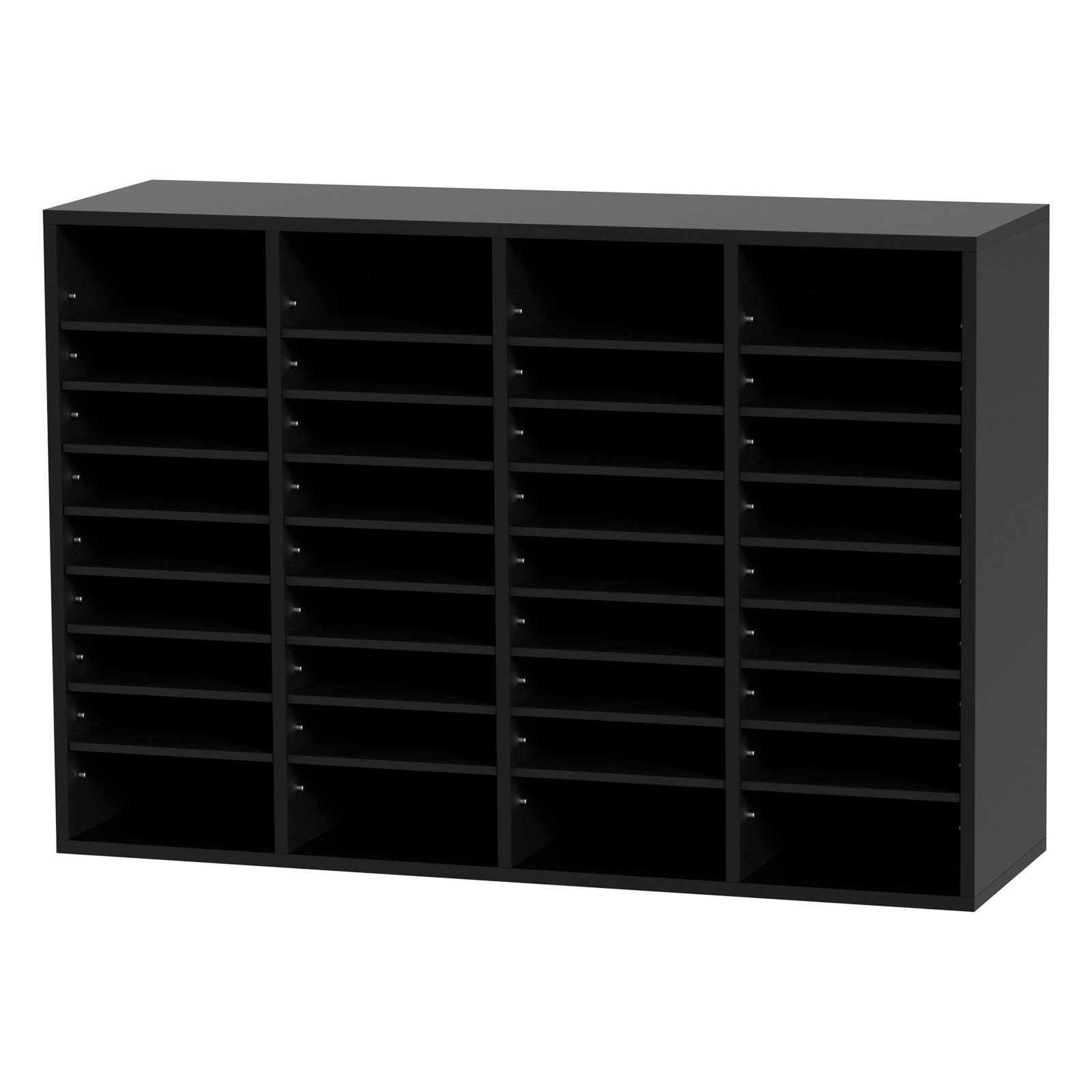 VEVOR 997 x 305 x 680 mm Tacka na dokumenty, organizer na biurko, 2,3-5,6 cm, regulowana, A4, układana poziomo, tacka na papier, organizer do systemu przechowywania dokumentów biurkowych, archiwizacja (czarna, 36 przegródek)