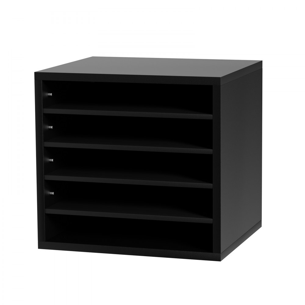 VEVOR 355 x 305 x 330 mm Tacka na dokumenty, organizer na biurko, 2,3-5,6 cm, regulowana, A4, układana poziomo, tacka na papier, organizer do systemu przechowywania dokumentów biurkowych, archiwizacja (czarna, 5 przegródek)