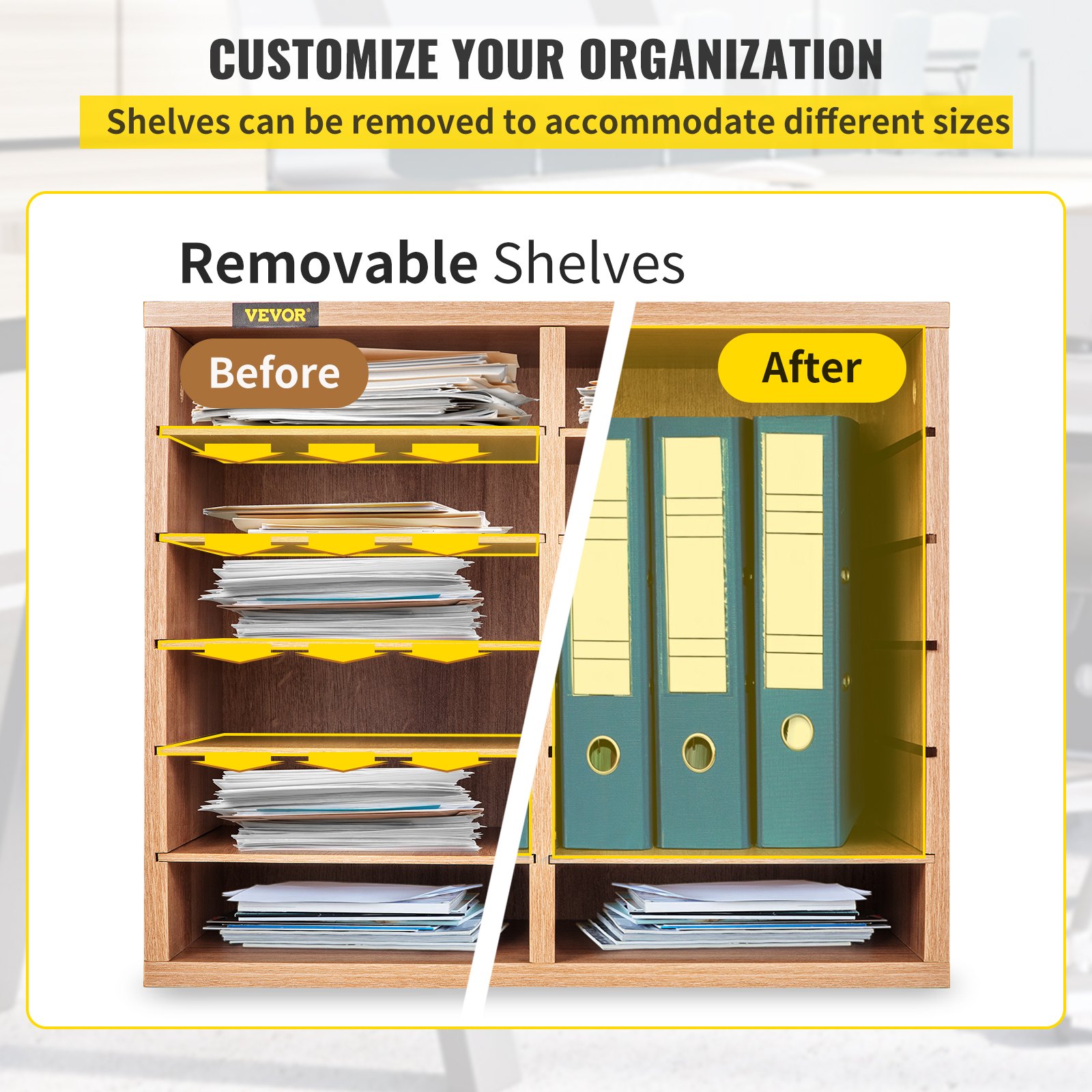 Taca na dokumenty VEVOR 12 przegródek Taca na papier na biurko Drewniany organizer Biały