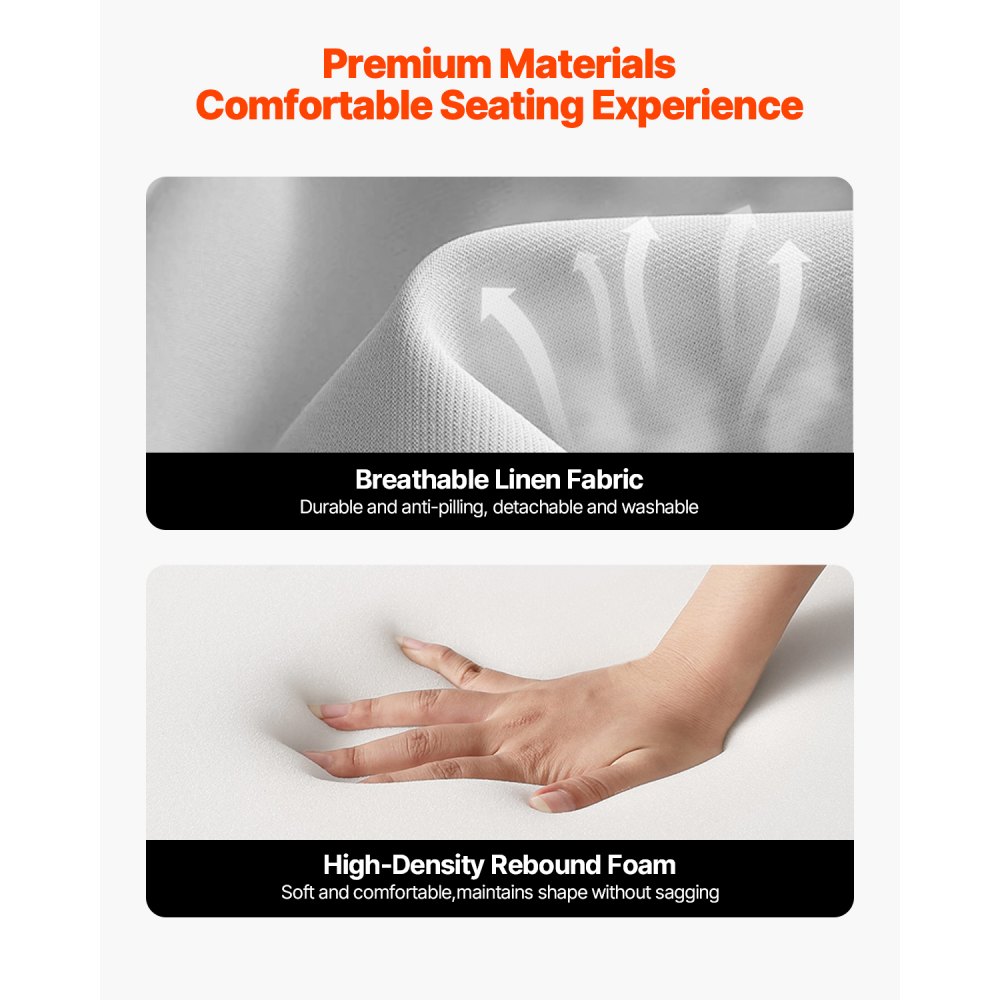 Fotel akcentowy VEVOR, nowoczesny, z wysokim oparciem, solidną drewnianą ramą i antypoślizgowymi nogami, tapicerowany fotel wypoczynkowy z tkaniną lnianą i poduszką o grubości 135 mm, do sypialni