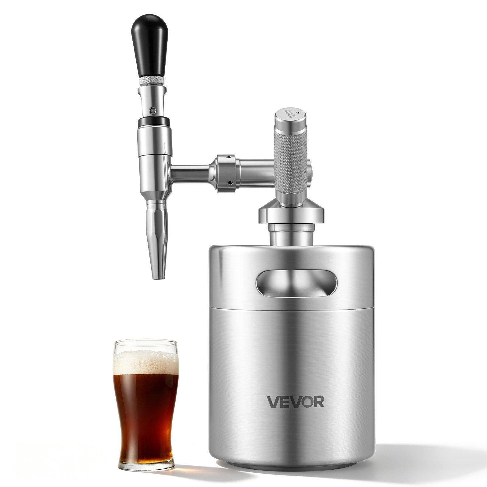 VEVOR Nitro Cold Brew Coffee Barrel 2L, ekspres do kawy ze stali nierdzewnej z kranem, domowy ekspres do kawy, przenośny ekspres do kawy z dozownikiem i zaworem bezpieczeństwa, odpowiedni dla miłośników kawy