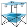 VEVOR Folding Camping Table, Portable Outdoor Lightweight Picnic Table, 600D Oxford Fabric Waterproof Canvas Travel Beach Tables, with 4 Cup Holders, Carry Bag, for Tailgating Camping Picnic, Blue