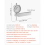 Czujnik tarczowy VEVOR z metalową podstawą, dokładność 0,03 mm, zakres 0-25,4 mm, łatwy do odczytu czujnik tarczowy, profesjonalny do pomiarów w ciasnych przestrzeniach, obróbka przemysłowa i inspekcja, precyzyjne testowanie