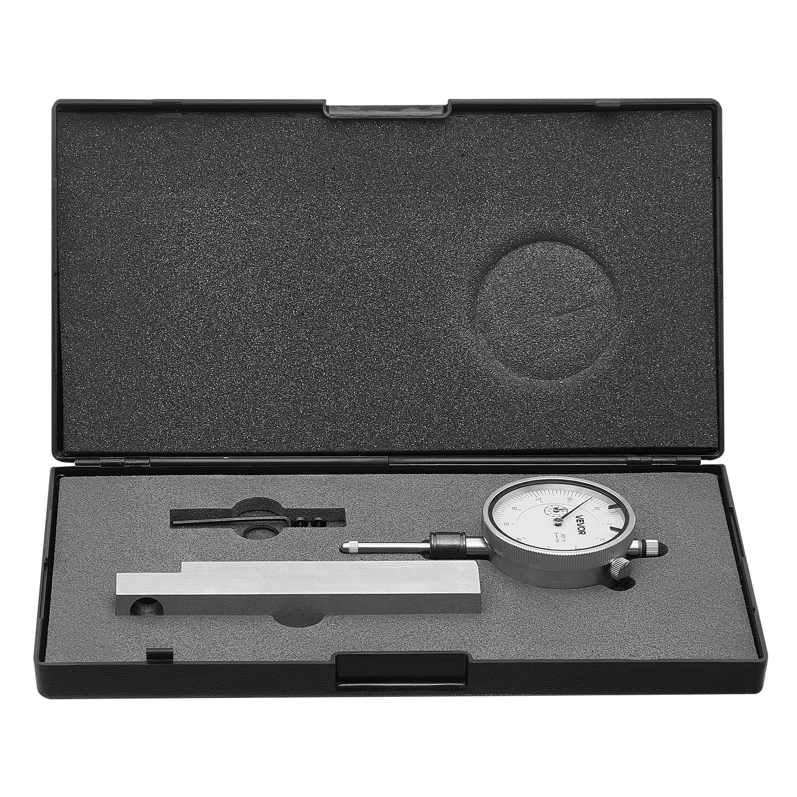 Czujnik tarczowy VEVOR z metalową podstawą, dokładność 0,03 mm, zakres 0-25,4 mm, łatwy do odczytu czujnik tarczowy, profesjonalny do pomiarów w ciasnych przestrzeniach, obróbka przemysłowa i inspekcja, precyzyjne testowanie