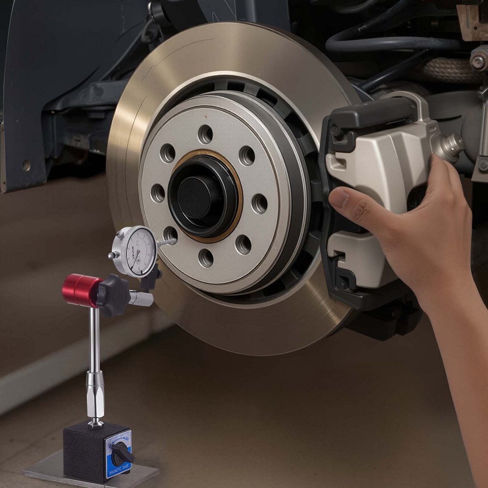 Czujnik zegarowy VEVOR z podstawą magnetyczną, podstawa magnetyczna, dokładność 0,03 mm, zakres 0–25,4 mm, uchwyt czujnika zegarowego, profesjonalny do konfiguracji maszyn, pomiar w wąskich obszarach, łatwy do odczytu