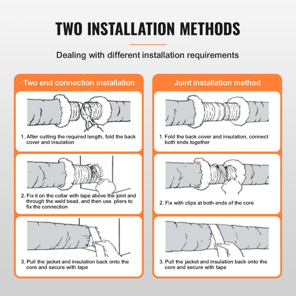 VEVOR aluminum flexible duct, 7620mm long, ventilation duct, Φ158mm aluminum flexible pipe, air duct R-6, thermal resistance value, 25mm pipe thickness, aluminum pipe, hose, Owens Corning insulating wadding, air ducts