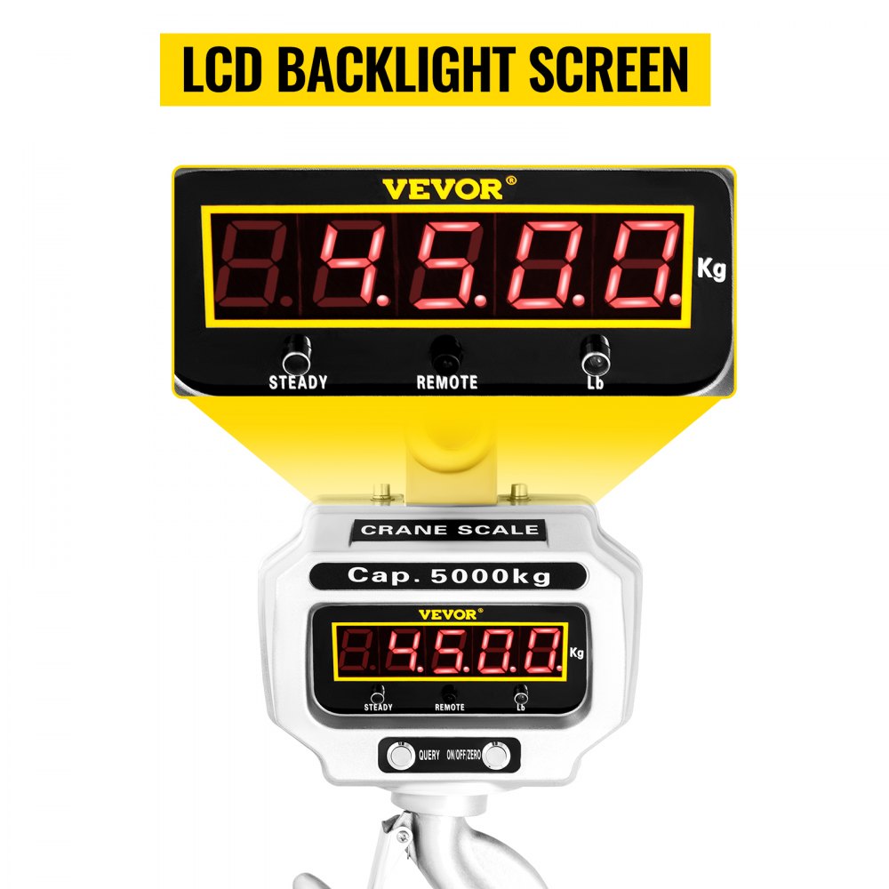 VEVOR 5000kg 11000lbs Digital Crane Scale Heavy Duty Crane Scale Industrial Digital Hanging Scale Weight LED