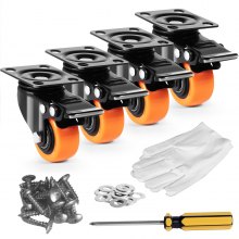 Zestaw 4 obrotowych kółek meblowych VEVOR, PVC φ50,8 mm, udźwig 272 kg, kółka transportowe z podwójnymi łożyskami kulkowymi, kółka skrzynkowe, obrotowe o 360°, wytrzymałe kółka do domów, biur, studiów, fabryk
