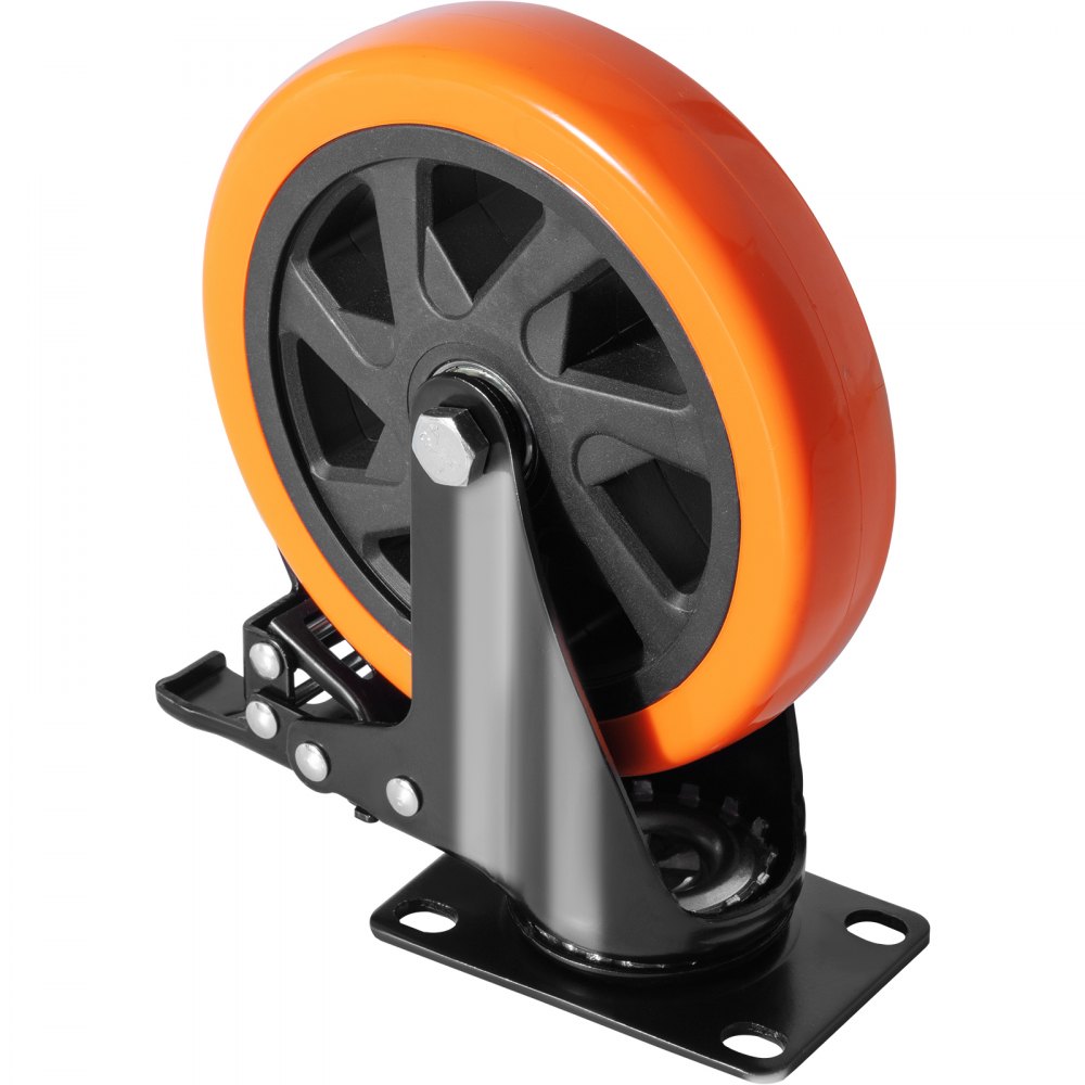Zestaw 4 obrotowych kółek meblowych VEVOR PVC φ152,4 mm, udźwig 1,270 kg, kółka transportowe z hamulcami A/B, kółka skrzyniowe, obrotowe o 360°, kółka o dużej wytrzymałości do domów, biur, studiów, fabryk